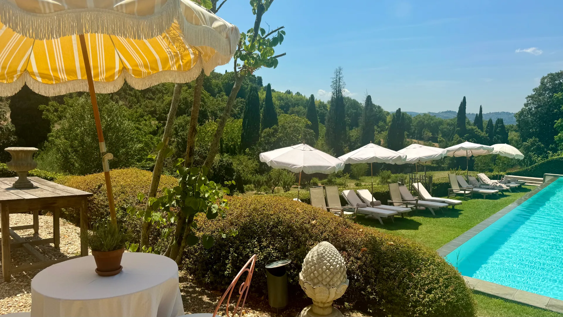 Swimming pool terrace at Il Salviatino