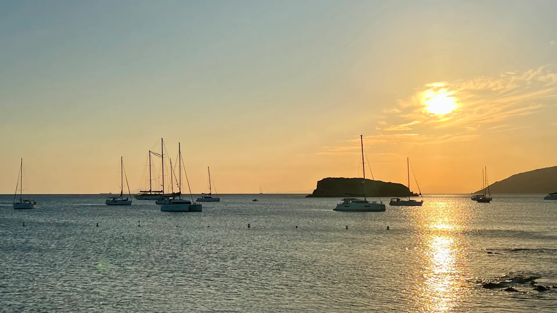 Sunset with sailboats 